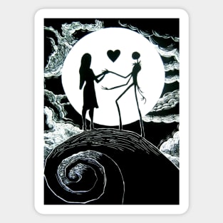 Jack and Sally, the nightmare before Christmas, jack halloween, Halloween Love Sticker